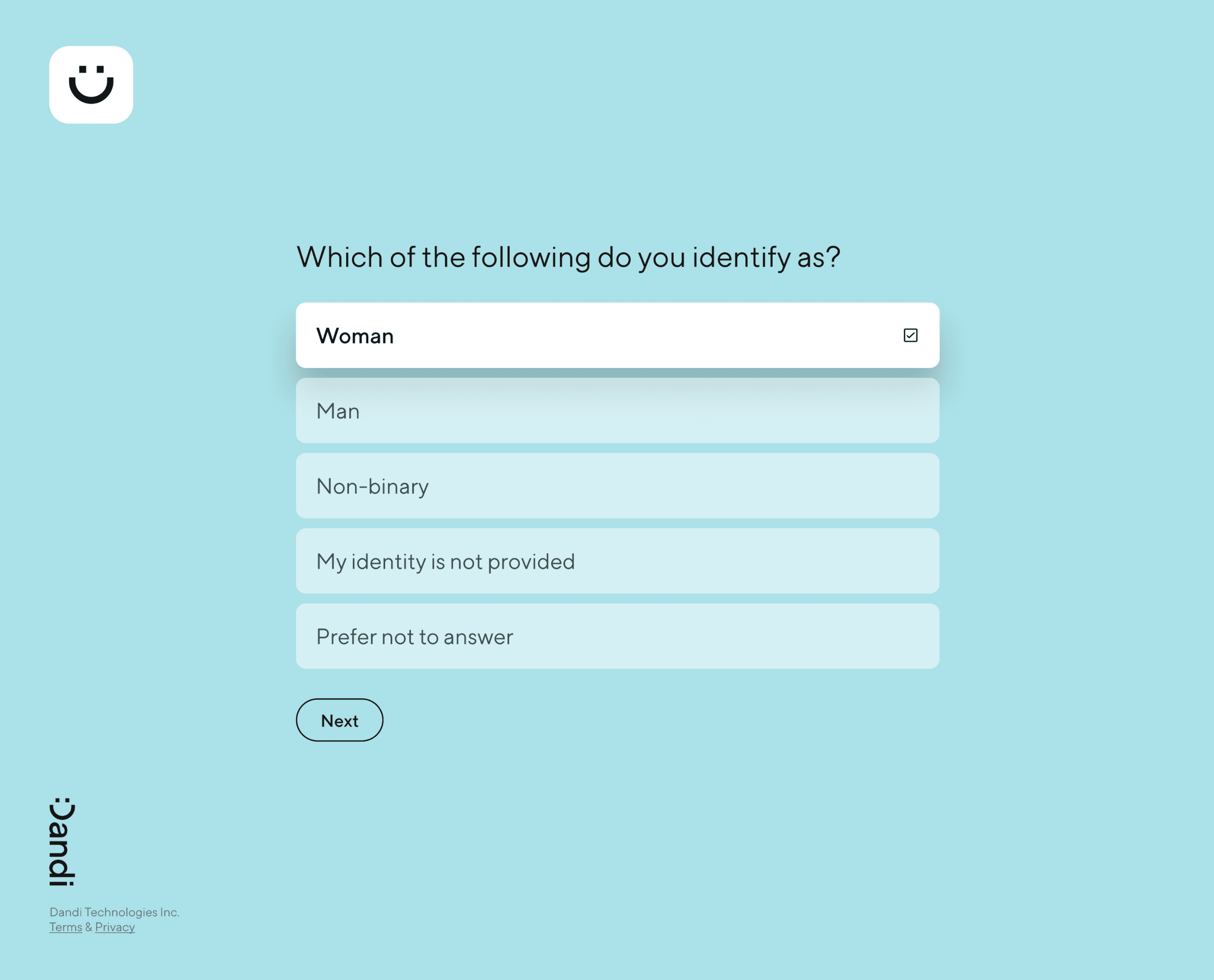 A self-ID survey generated by Dandi Collect.